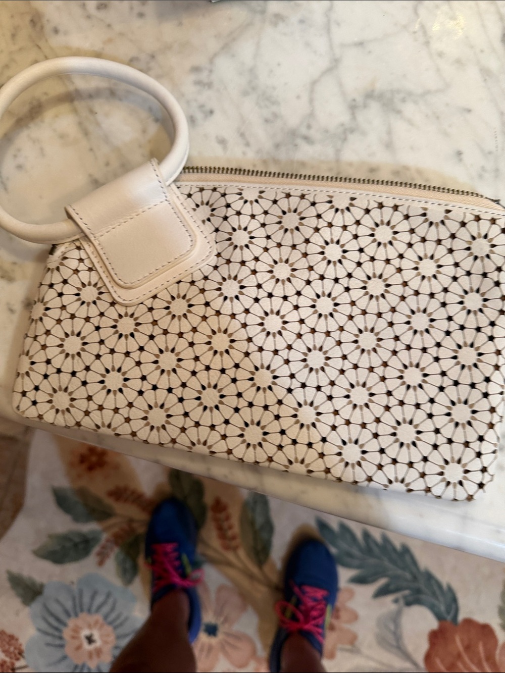 HOBO Cream Laser-Cut Floral Wristlet Clutch - Picture 3 of 3